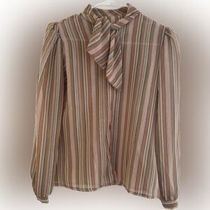 Vintage Striped Blouse with Bow Detail